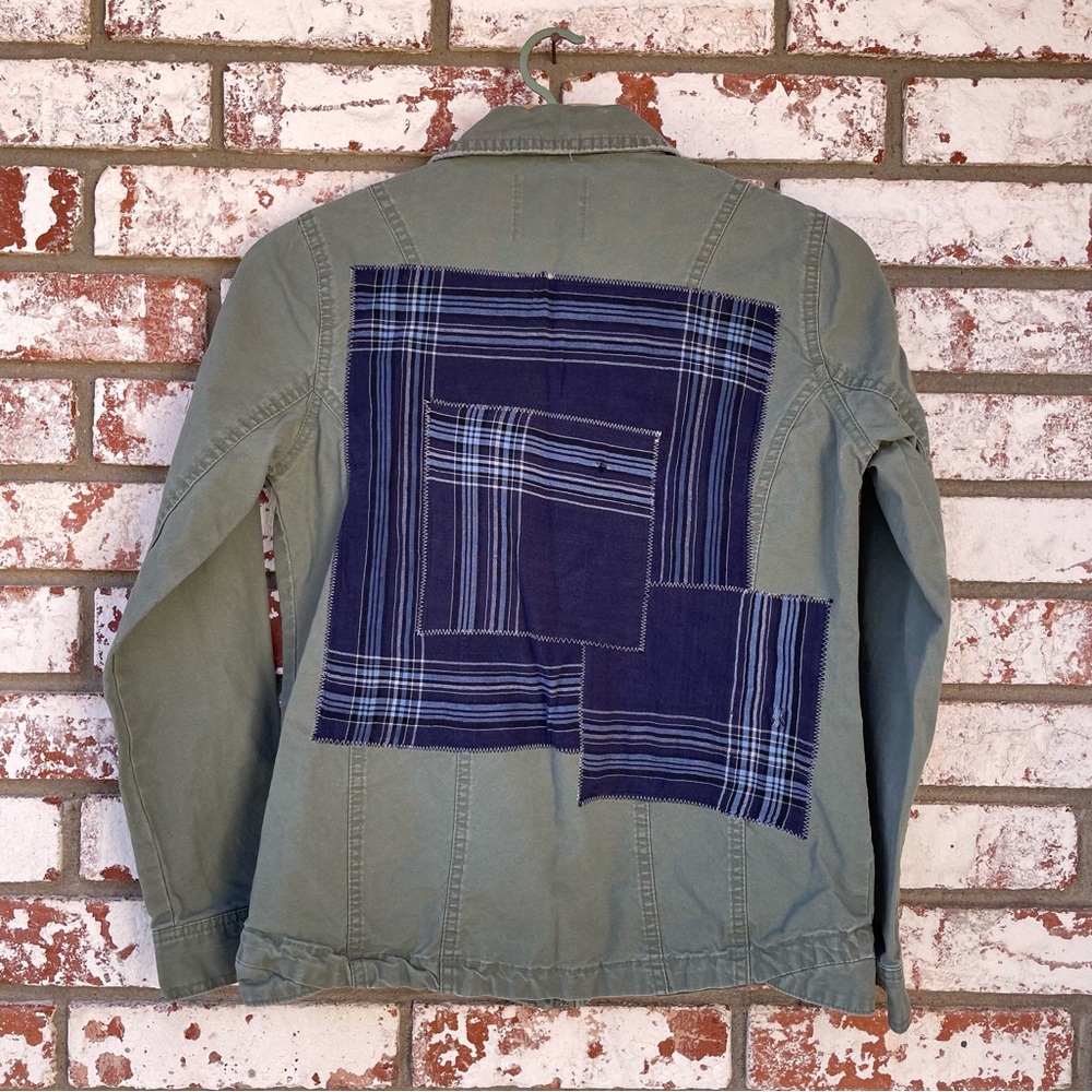 🌱5/$25🌱 Reworked | Patchwork Olive Green Utility Jacket